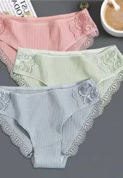 Set 3 perechi de chiloti pentru dama, CH047, Multicolor imagine