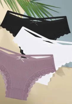 Set 3 perechi de chiloti pentru dama, CH095, Multicolor imagine