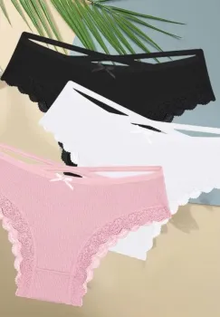 Set 3 perechi de chiloti pentru dama, CH096, Multicolor imagine