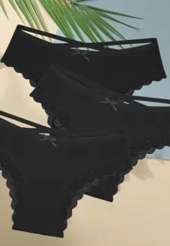 Set 3 perechi de chiloti pentru dama, CH098, Negru imagine