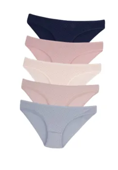 Set 5 perechi de chiloti din bumbac, pentru dama, 33500, Multicolor imagine