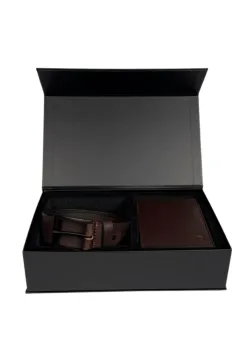 Set cadou pentru barbati, Portofel + Curea, piele naturala, model elegant, Maro, SET12 imagine