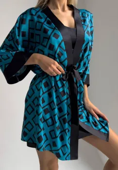 Set Halat & Camasa de noapte ,,Geometric Glam