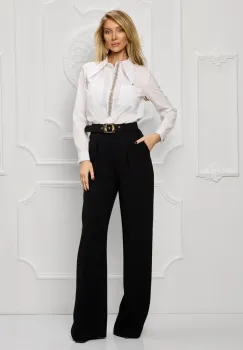 Camasa dama alba din popline cu detalii pretioase imagine