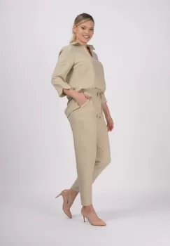 Pantaloni din vascoza bej imagine