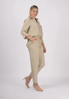 Pantaloni din vascoza bej imagine