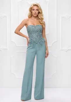 Pantaloni evazati cu talie inalta confectionati din tesatura vaporoasa imagine