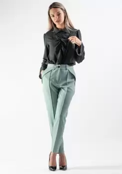 Pantaloni Moze drepti cu buzunare laterale de culoare vernil imagine