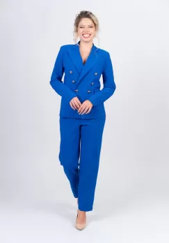 Pantaloni office/casual pana cu buzunare laterale si pense la talie imagine