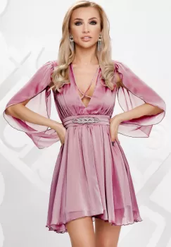 Rochie de ocazie scurta din voal cu croiala in clos imagine