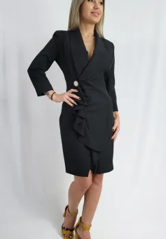 Rochie tip sacou neagra prevazuta cu volanase imagine