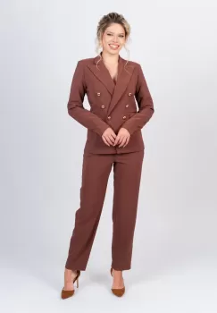 Sacou elegant maro accesorizat cu doua randuri de nasturi imagine