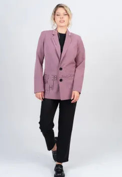 Sacou lila cu imprimeu si buzunare laterale imagine