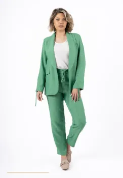 Sacou verde din vascoza cu snur la maneci imagine