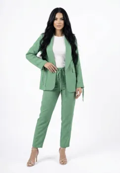 Sacou verde din vascoza cu snur la maneci imagine