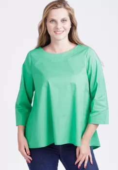 Bluza ampla verde, cu maneci lungi, din bumbac imagine