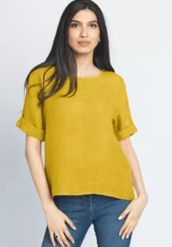 Bluza din in galben mustar cu nasturi pe spate imagine