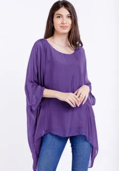 Bluza din matase naturala in colturi, mov imagine