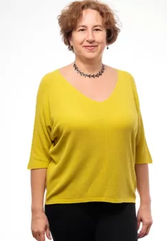 Bluza fin tricotata cu maneca fluture 3 4, galben lime imagine