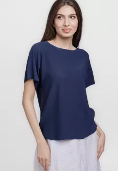 Bluza versatila cu maneca scurta, bleumarin imagine