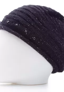 Caciula bleumarin cu fir din lurex si decoratiune strasuri, captusita in interior cu blanita sintetica imagine