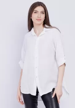 Camasa alba lejera, din in cu fald pe spate imagine