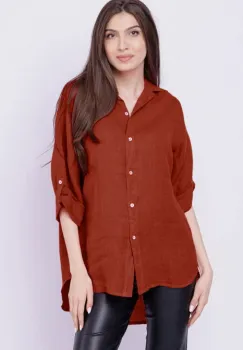 Camasa caramizie lejera, din in cu fald pe spate imagine
