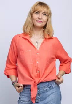 Camasa corai din in cu nod in fata imagine