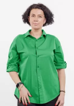 Camasa din poplin de bumbac cu dantela pe spate, verde imagine