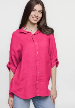 Camasa fucsia lejera, din in cu dantela pe spate imagine