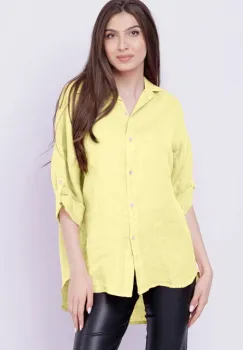 Camasa galben pai lejera, din in cu fald pe spate imagine