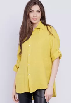 Camasa galbena lejera, din in cu fald pe spate imagine
