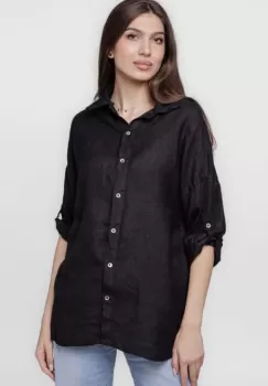 Camasa neagra lejera, din in cu dantela pe spate imagine