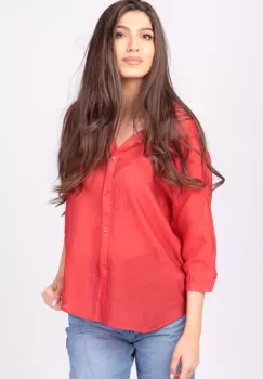 Camasa rosie, subtire, cu guler tunica imagine