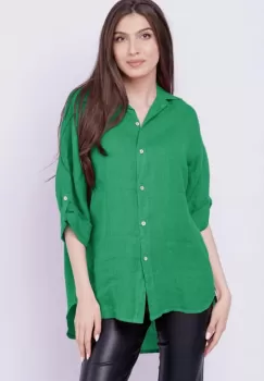 Camasa verde lejera, din in cu fald pe spate imagine