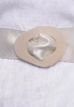 Curea aurie din piele naturala cu latime de 8 cm, catarama aurie neregulata imagine