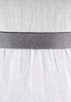 Curea flexibila argintie 4 cm cu material elastic negru la spate si strasuri argintii pe fata imagine