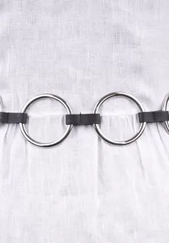 Curea flexibila cu 4 cercuri metalice argintii de 6 cm cu material elastic negru la spate imagine