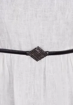 Curea flexibila metalica neagra cu catarama romb cu strasuri imagine