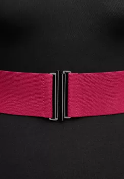 Curea fucsia din material elastic cu catarama metalica - 7.5 cm imagine