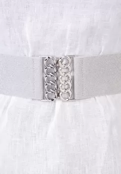 Curea lata argintie cu tesatura de lurex de 6 cm, din material elastic cu catarama argintie imagine