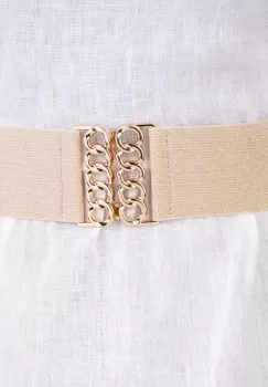 Curea lata aurie cu tesatura de lurex de 6 cm, din material elastic cu catarama aurie imagine