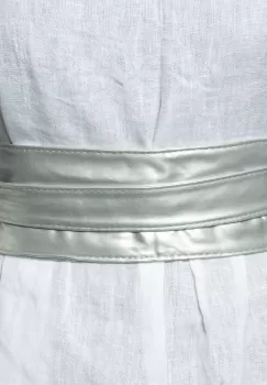 Curea lata de 11 cm petrecuta argintie mata din piele ecologica imagine