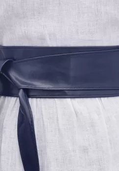 Curea lata petrecuta bleumarin din piele naturala imagine