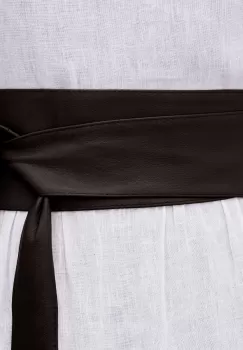 Curea lata petrecuta maron inchis din piele naturala imagine