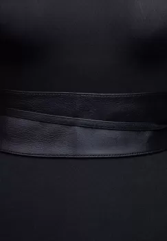 Curea lata petrecuta neagra din piele ecologica imagine