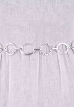 Curea metalica argintie cu cercuri neregulate, flexibila cu lant de prelungire imagine