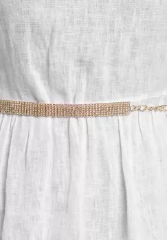 Curea metalica aurie cu strasuri albe de 1.5 cm, flexibila imagine