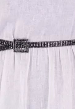 Curea metalica neagra cu strasuri negre de 1.5 cm, flexibila cu catarama patrata imagine