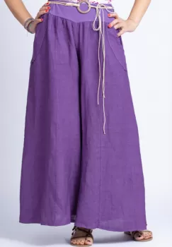 Fusta pantalon mov casual, din in, cu o curea fancy imagine